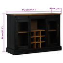 vidaXL HALDEN fekete tömör fa komód 2 tolóajtóval 112x40x80 cm