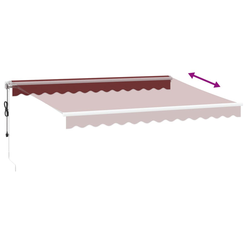 vidaXL burgundi vörös automata behúzható napellenző 350 x 250 cm