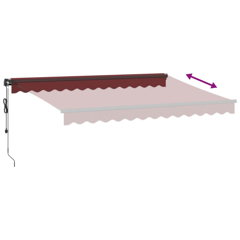 vidaXL burgundi vörös automata behúzható napellenző 350 x 250 cm