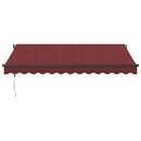 vidaXL burgundi vörös automata kihúzható LED-es napellenző 350x250 cm