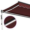 vidaXL burgundi vörös automata kihúzható LED-es napellenző 350x250 cm