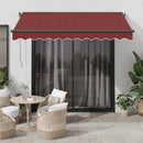 vidaXL burgundi vörös automata kihúzható LED-es napellenző 350x250 cm