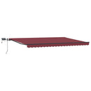 vidaXL burgundi vörös kézzel kihúzható LED-es napellenző 500 x 300 cm
