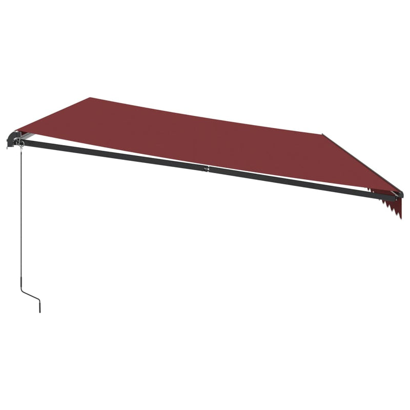 vidaXL burgundi vörös kézzel kihúzható LED-es napellenző 600 x 300 cm