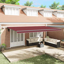vidaXL burgundi vörös kézzel kihúzható LED-es napellenző 600 x 300 cm