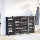 vidaXL fekete polipropilén tárolókocka 12 db kockával és ajtókkal