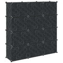vidaXL fekete polipropilén tárolókocka 12 db kockával és ajtókkal