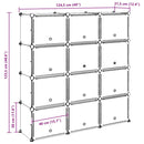 vidaXL fekete polipropilén tárolókocka 12 db kockával és ajtókkal