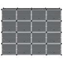 vidaXL fekete polipropilén tárolókocka 16 db kockával és ajtókkal