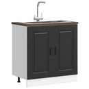 vidaXL Mosogató aljzat szekrény Kalmar fekete 80x46x81,5 cm műanyag fa