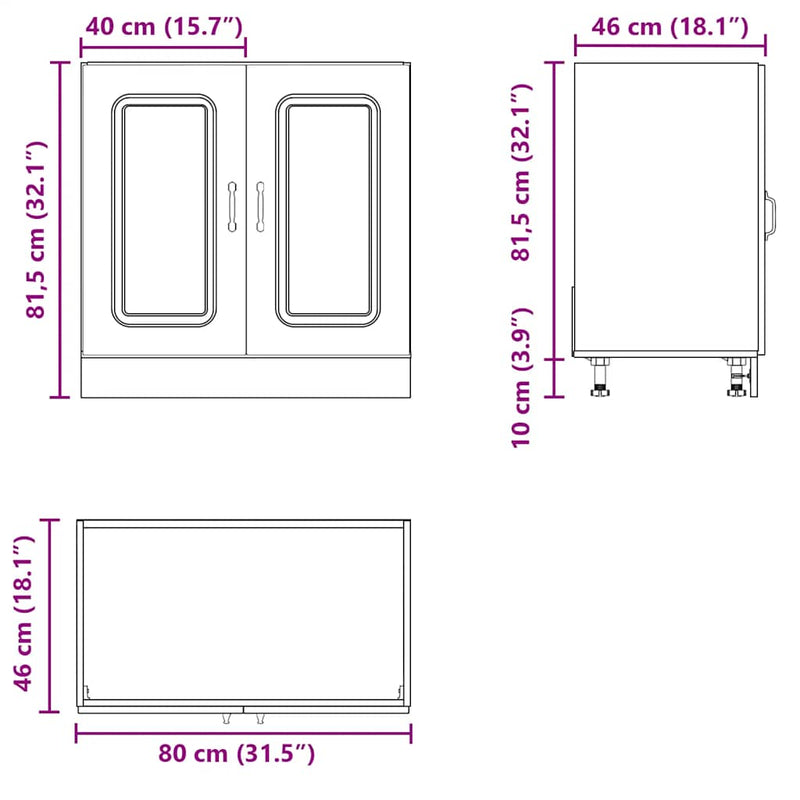 vidaXL Mosogató aljzat szekrény Kalmar sonoma tölgy 80x46x81,5 cm