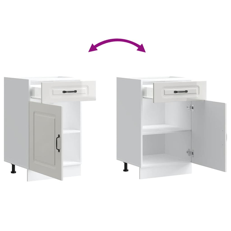 vidaXL Konyhai alapszekrény Kalmar magasfényű fehér színű műfa