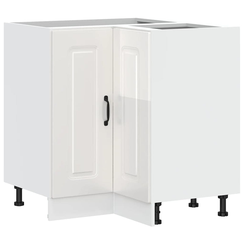 vidaXL Konyhai sarok alapszekrény Kalmar magasfényű fehér színű műfa