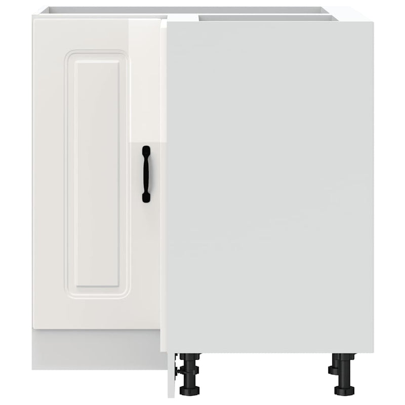 vidaXL Konyhai sarok alapszekrény Kalmar magasfényű fehér színű műfa