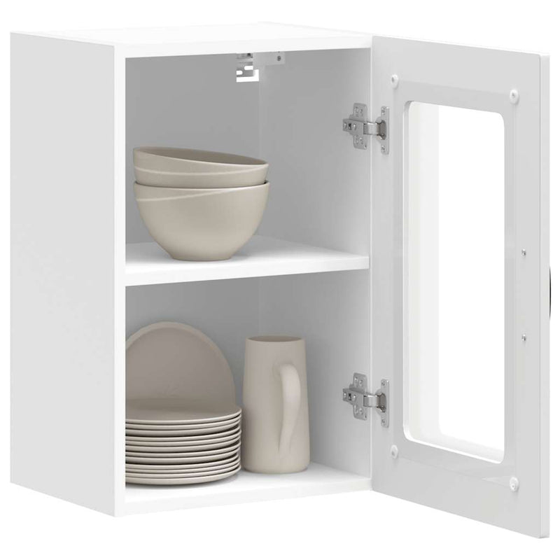 vidaXL Konyhai fali szekrény üvegajtóval Kalmar fehér színű műfa
