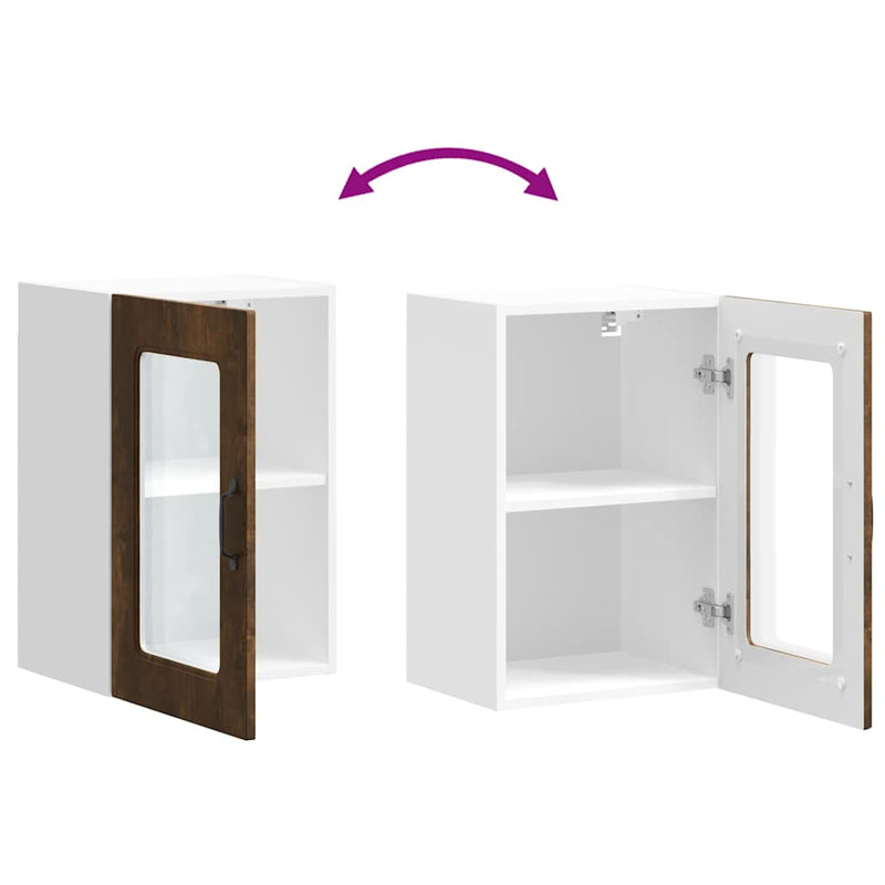 vidaXL konyhai fali szekrény üvegajtóval Kalmar füstölt tölgy