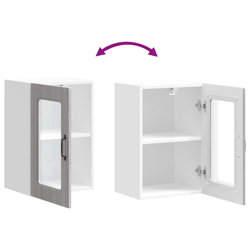 vidaXL Konyhai fali szekrény üvegajtóval Kalmar szürke sonoma műfa