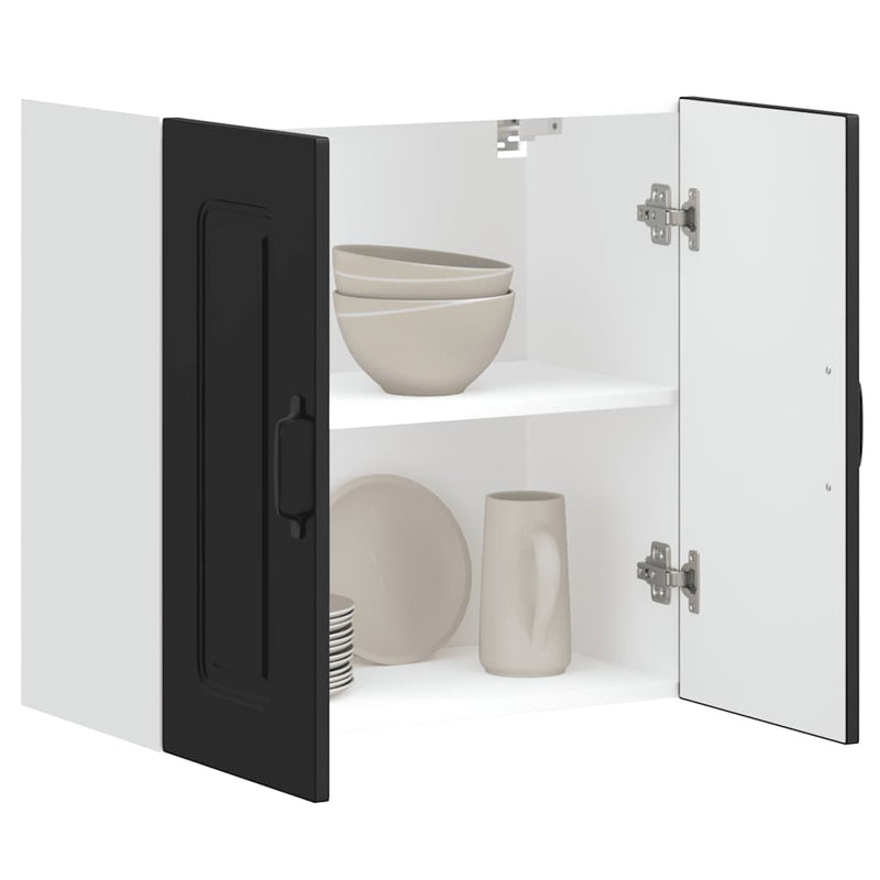 vidaXL konyhai fali szekrény Kalmar fekete színű fűrészáru