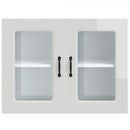 vidaXL Konyhai fali szekrény üvegajtóval Kalmar magasfényű fehér színű