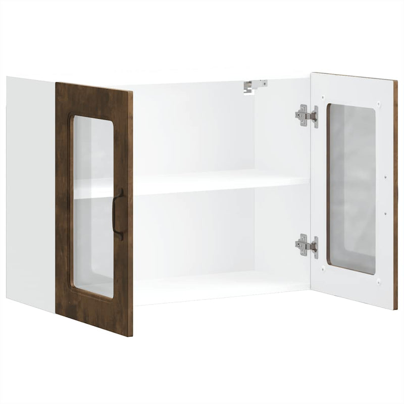 vidaXL konyhai fali szekrény üvegajtóval Kalmar füstölt tölgy