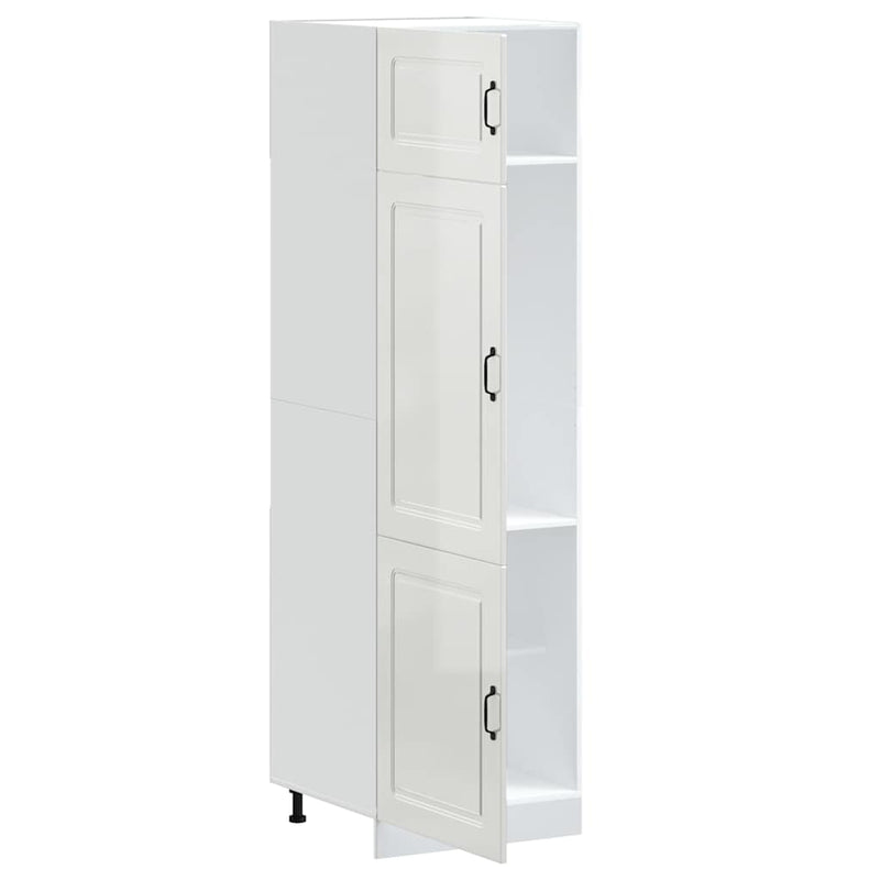 vidaXL Kalmar magasfényű fehér szerelt fa konyhaszekrény