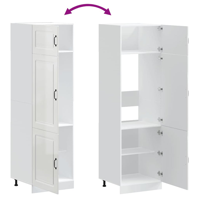 vidaXL Kalmar magasfényű fehér szerelt fa konyhaszekrény