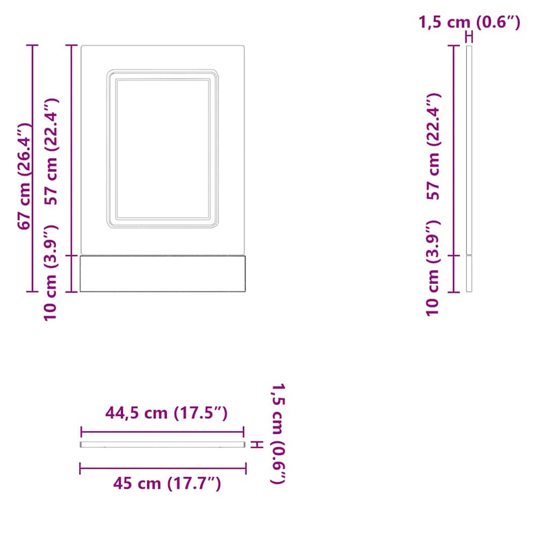 vidaXL mosogatógép panel Kalmar régi fa 45x1,5x67 cm gépesített fa