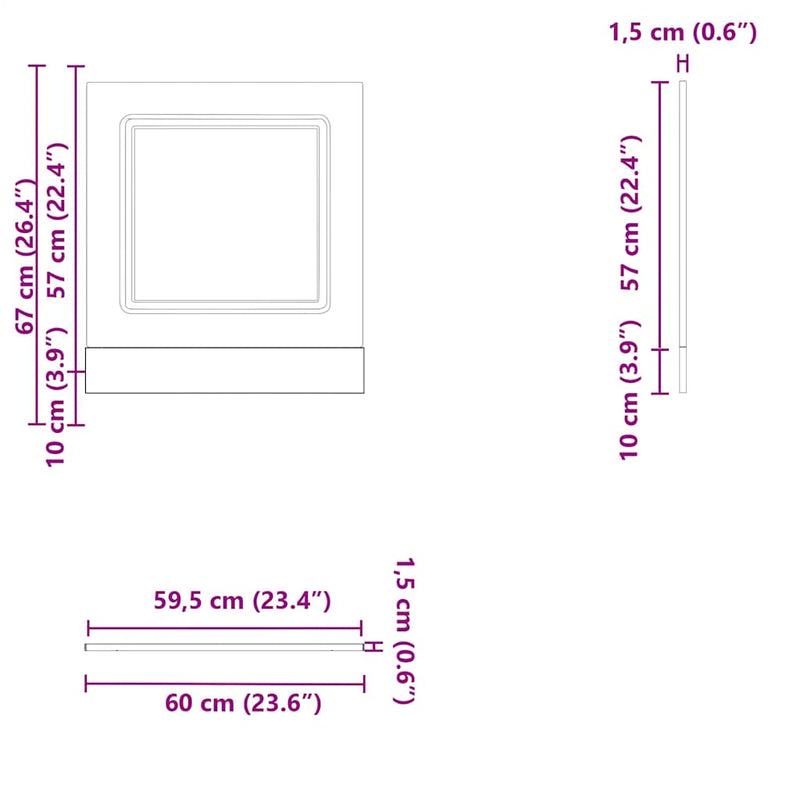 vidaXL mosogatógép panel Kalmar füstölt tölgy 60x1,5x67 cm