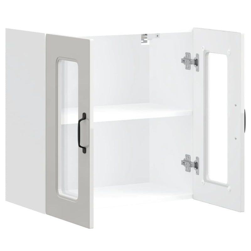 vidaXL Konyhai fali szekrény üvegajtóval Kalmar magasfényű fehér színű