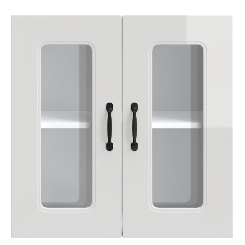 vidaXL Konyhai fali szekrény üvegajtóval Kalmar magasfényű fehér színű