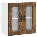 vidaXL konyhai fali szekrény üvegajtóval Kalmar füstölt tölgy