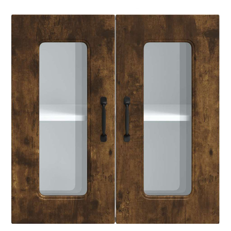 vidaXL konyhai fali szekrény üvegajtóval Kalmar füstölt tölgy