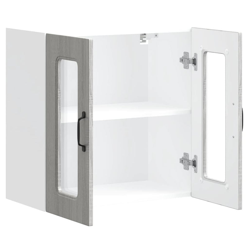 vidaXL Konyhai fali szekrény üvegajtóval Kalmar szürke sonoma műfa
