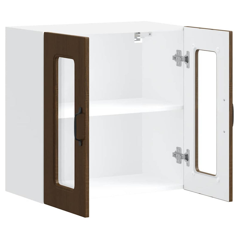 vidaXL Konyhai fali szekrény üvegajtóval Kalmar barna tölgy színű műfa