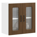 vidaXL Konyhai fali szekrény üvegajtóval Kalmar barna tölgy színű műfa