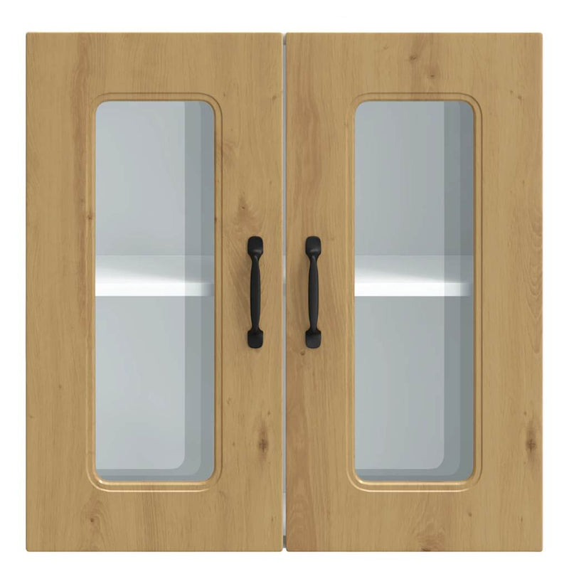 vidaXL konyhai fali szekrény üvegajtóval Kalmar kézműves tölgy