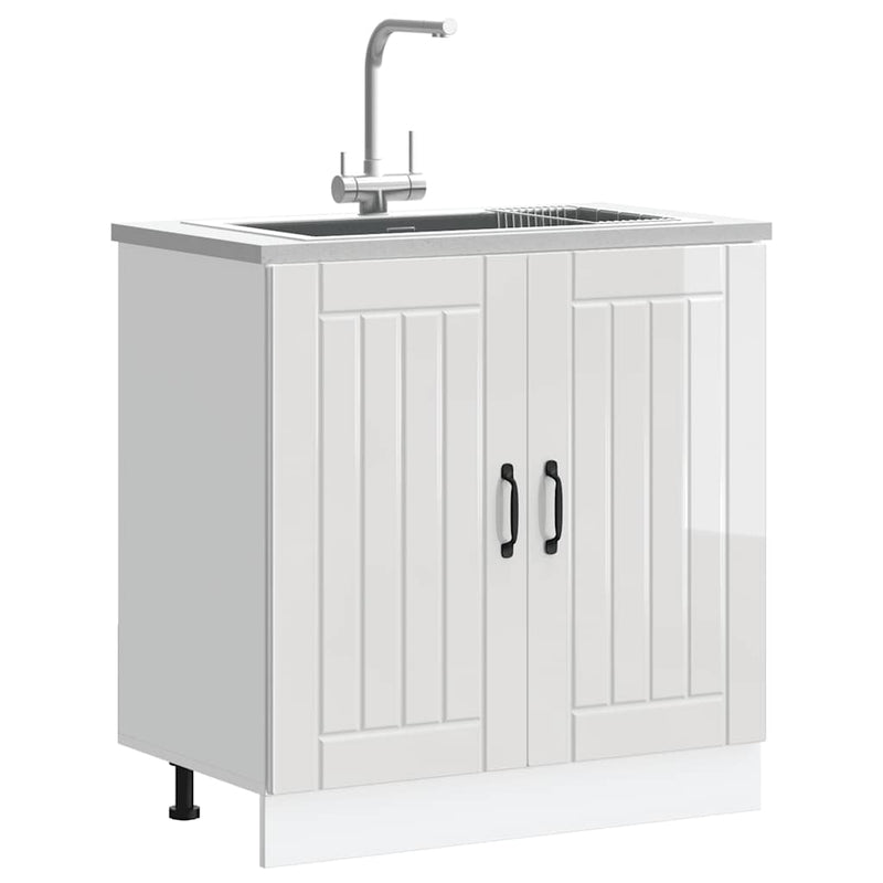 vidaXL mosdóaljzatos szekrény Lucca magasfényű fehér szerelt fa