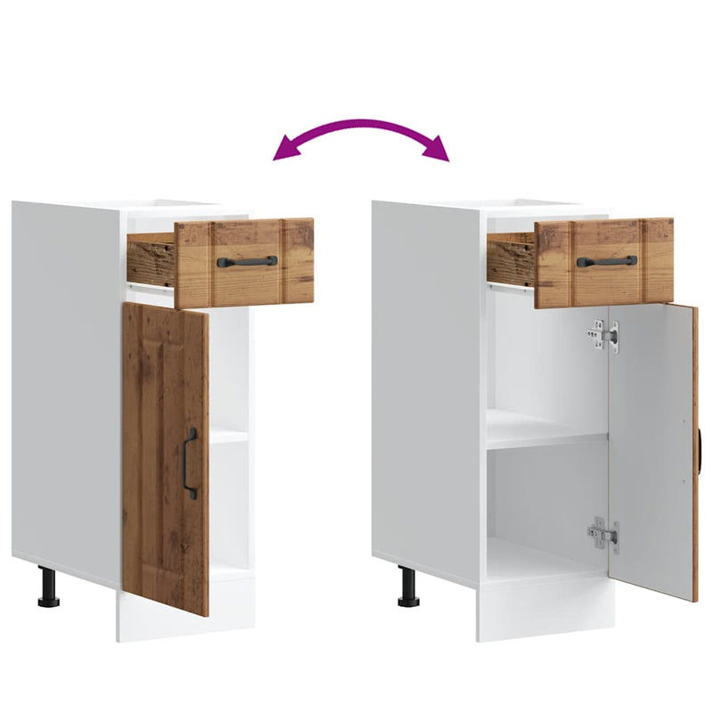 vidaXL Konyhai alsó szekrény Lucca antik fa szerelt fa