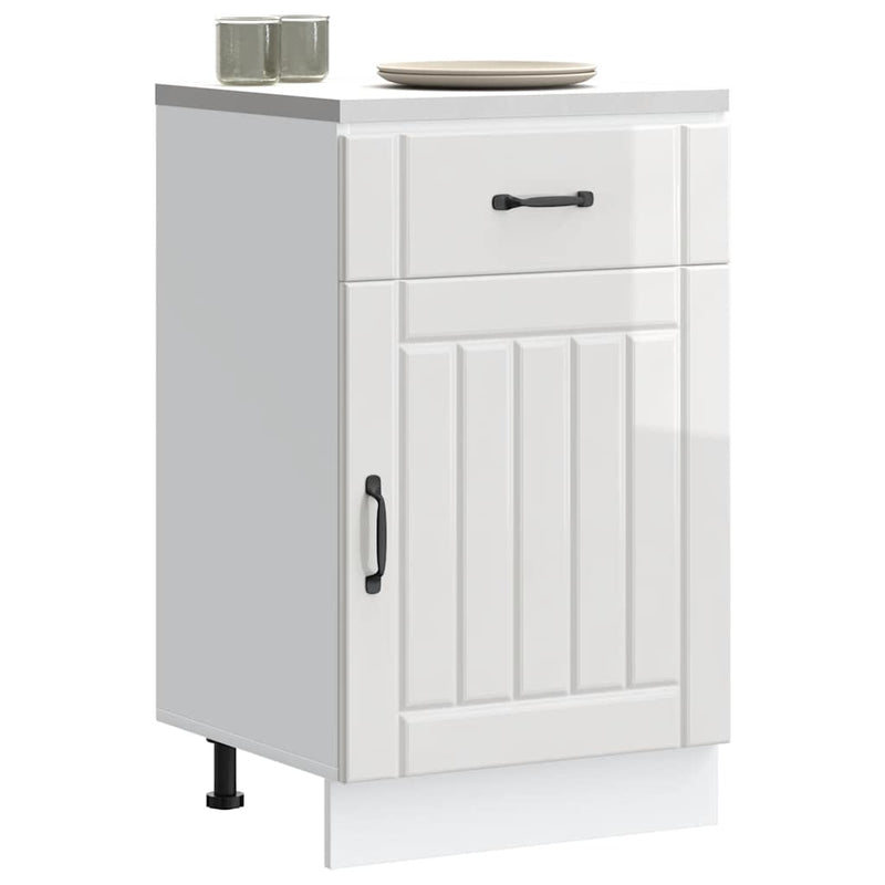 vidaXL Konyhai alsó szekrény Lucca magasfényű fehér szerelt fa