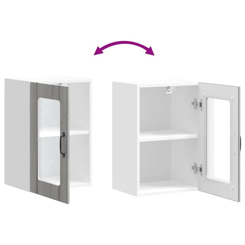 vidaXL Konyhai fali szekrény üvegajtóval Lucca szürke sonoma