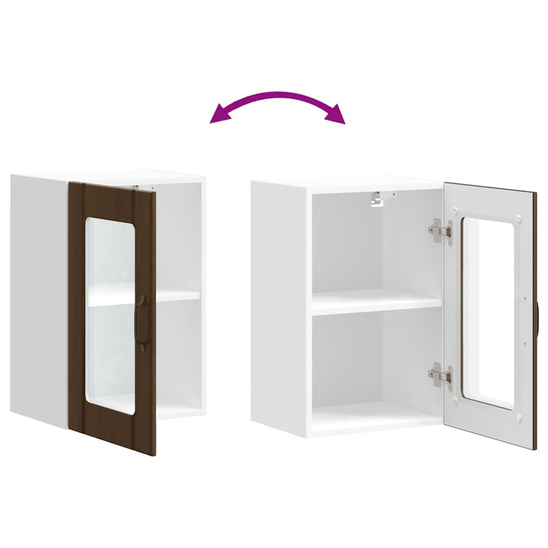 vidaXL Konyhai fali szekrény üvegajtóval Lucca barna tölgy