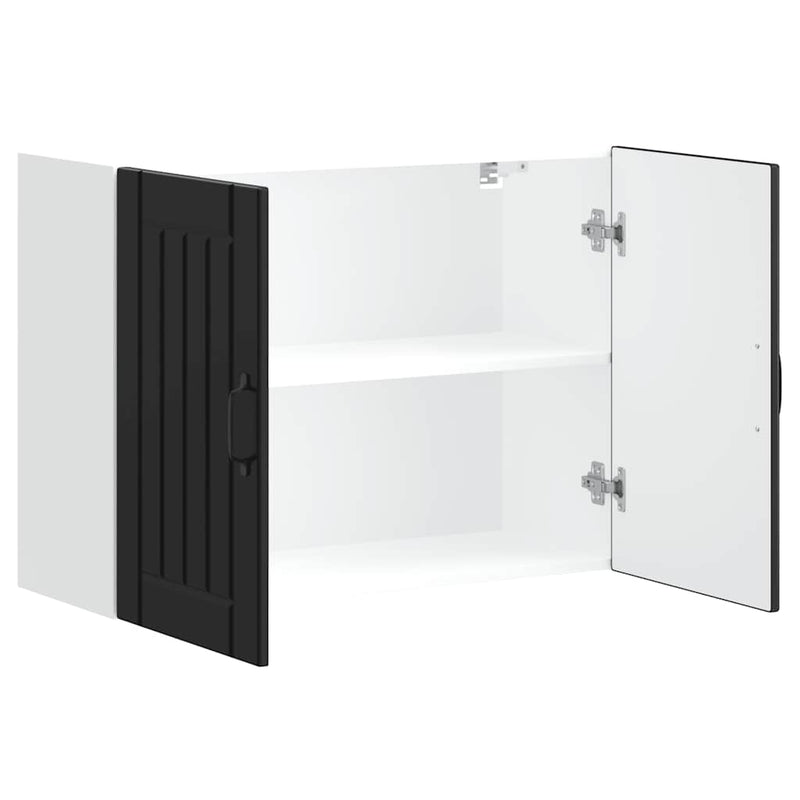 vidaXL Konyhai fali szekrény Lucca fekete szerelt fa