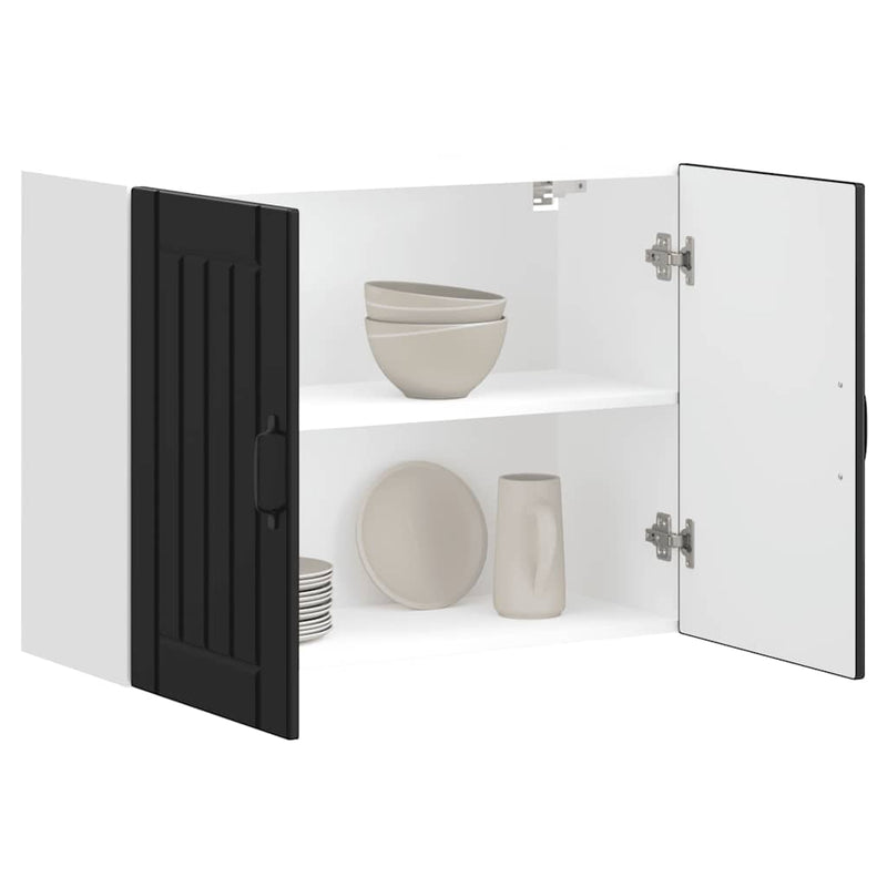 vidaXL Konyhai fali szekrény Lucca fekete szerelt fa