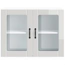 vidaXL Konyhai fali szekrény üvegajtóval Lucca magasfényű fehér színű