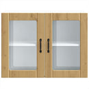 vidaXL konyhai fali szekrény üvegajtóval Lucca kézműves tölgy