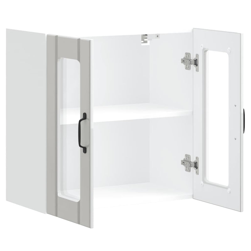 vidaXL Konyhai fali szekrény üvegajtóval Lucca magasfényű fehér színű