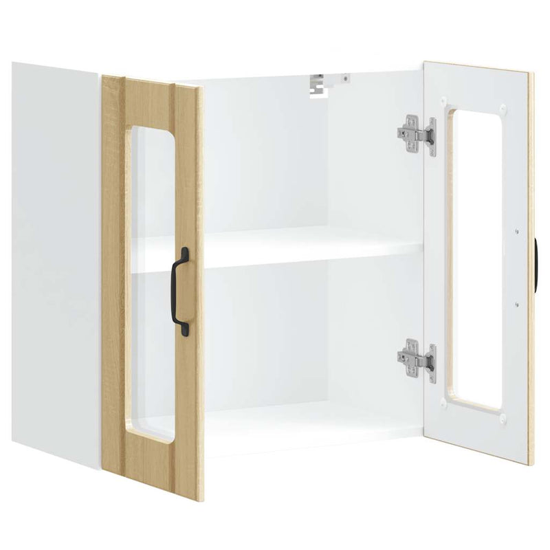 vidaXL konyhai fali szekrény üvegajtóval Lucca sonoma tölgy