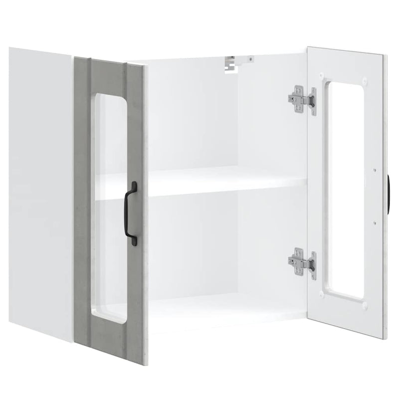 vidaXL Konyhai fali szekrény üvegajtóval Lucca beton szürke műfa