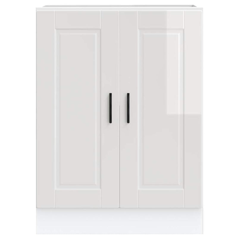 vidaXL Porto magasfényű fehér szerelt fa konyhai alapszekrény