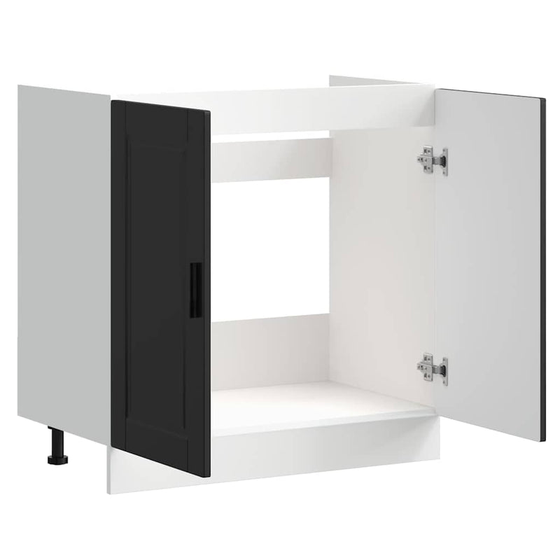 vidaXL mosdóaljzatos szekrény "Porto" Fekete 80x46x81,5 cm Műanyag fa